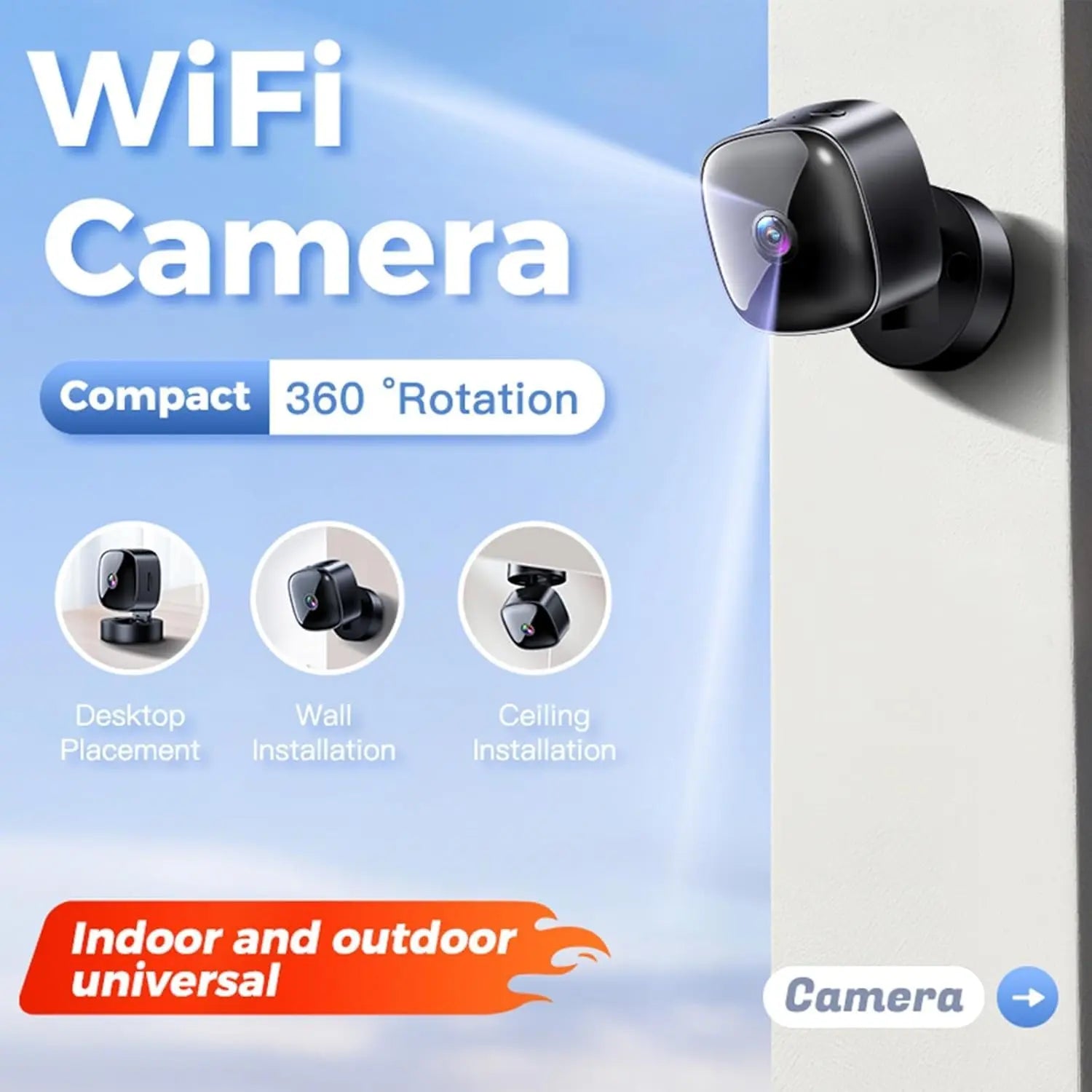 Wireless HD WiFi Camera for Indoor and Outdoor Use - Smart Home Security Solution, Mobile Viewable, Ideal for Monitoring Elderly, Children, and Pets